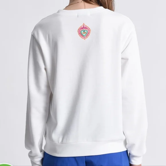 Molly Bracken White 'Amour' Crewneck Sweatshirt with Pastel Star Motif - Picture 2 of 4